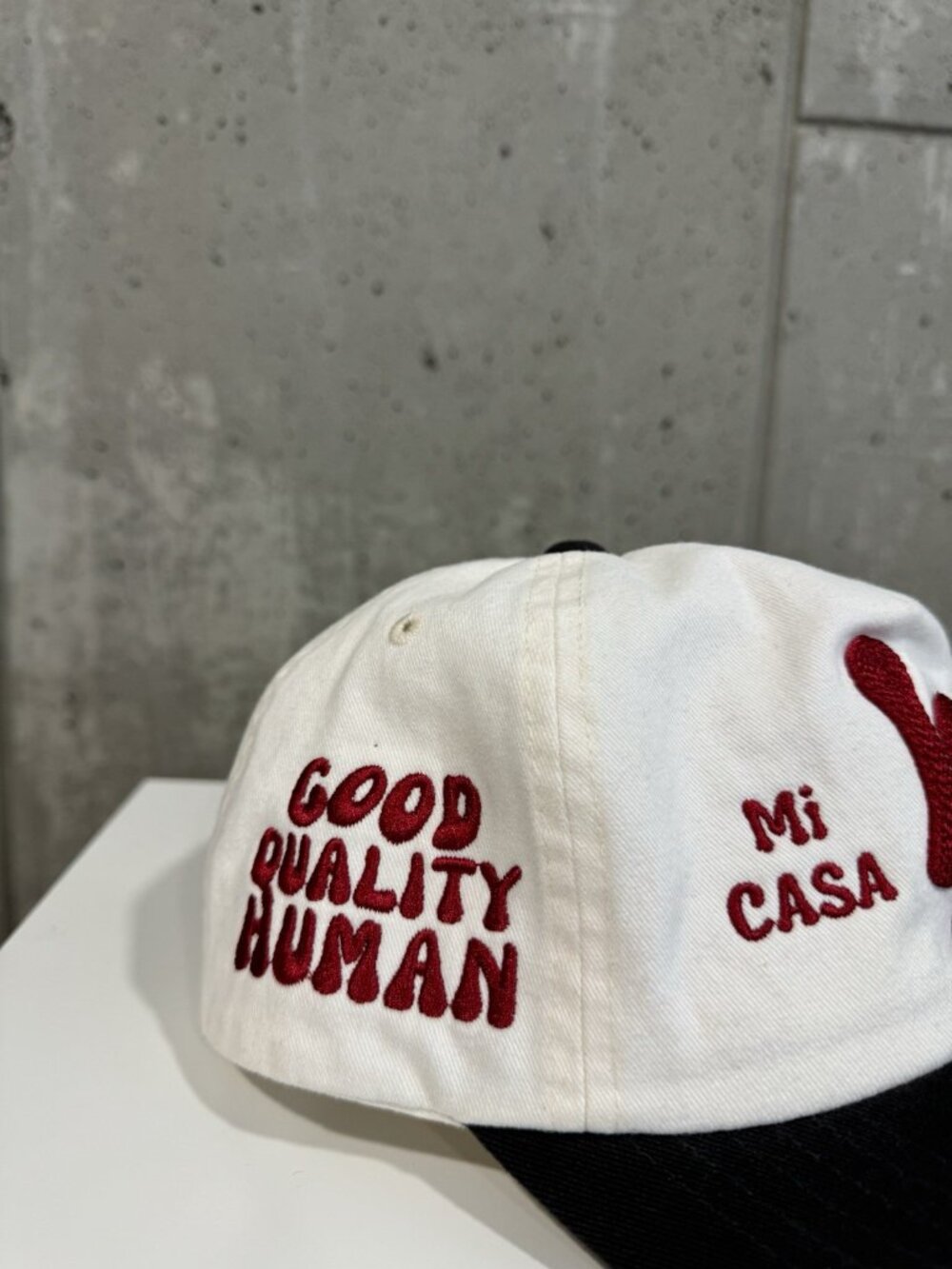 Good Quality Human LA Trucker Cap Hat Cream Black Snapback Adjustable - Picture 2 of 7